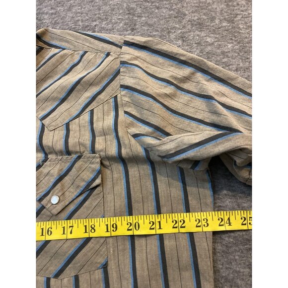 Ely Cattleman Shirt Mens X-Large Beige Stripe Short Sleeve Pearl Snap Western - Picture 5 of 7